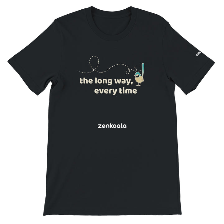 The Long Way Every Time feel-good tee in black — Zen Koala Australia