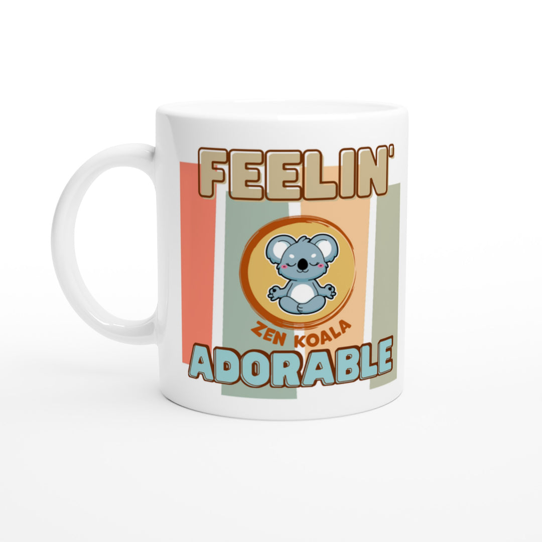 Feeling Adorable mug in all white, Zen Koala Australia