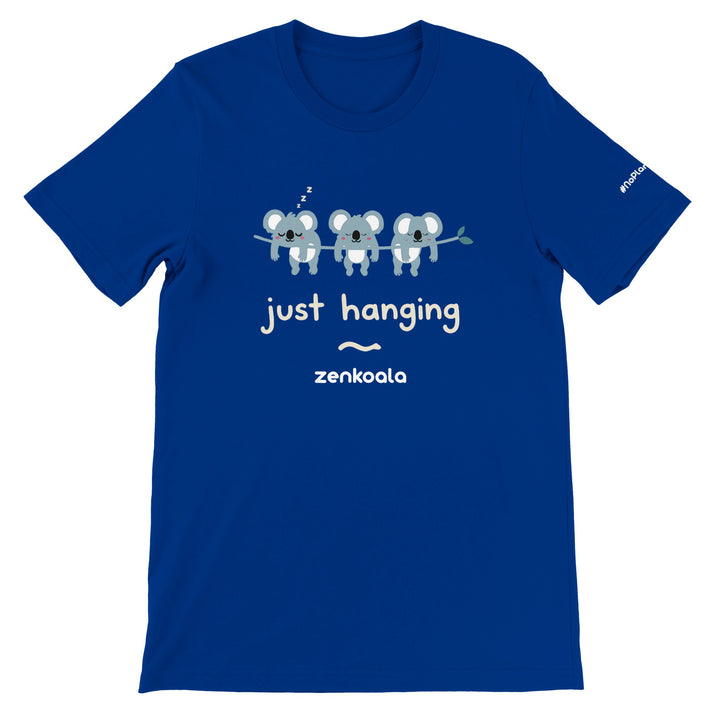 Just Hanging feel-good tee in true royal — Zen Koala Australia