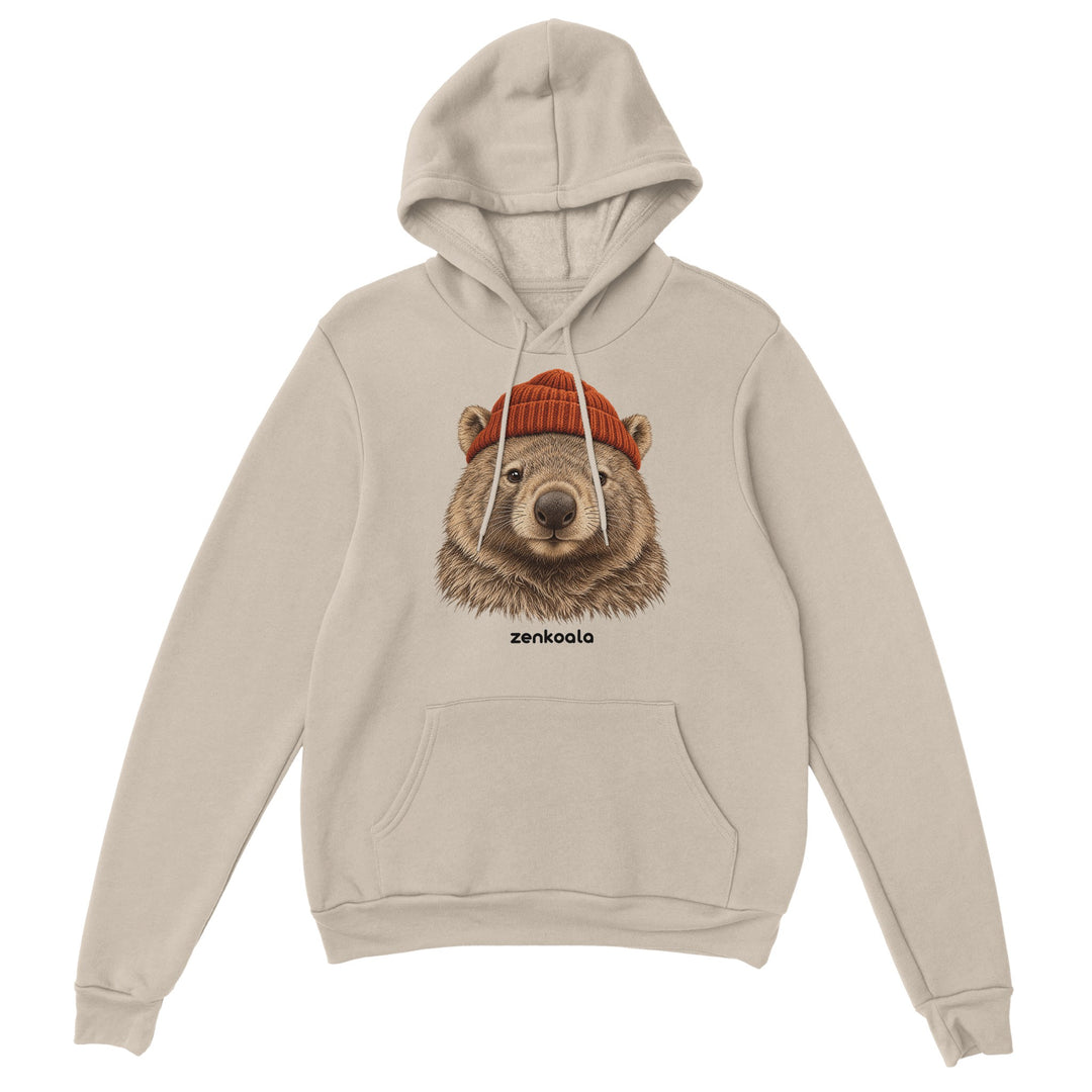 Wombat Beanie feel-good hoodie in sand, Zen Koala Australia