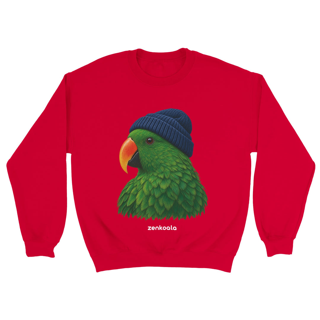 Parrot Beanie feel-good sweatshirt in red, Zen Koala Australia