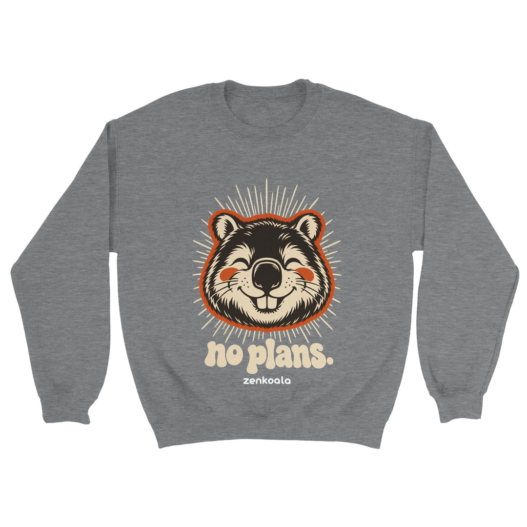 No Plans feel-good sweatshirt in sport grey, Zen Koala Australia