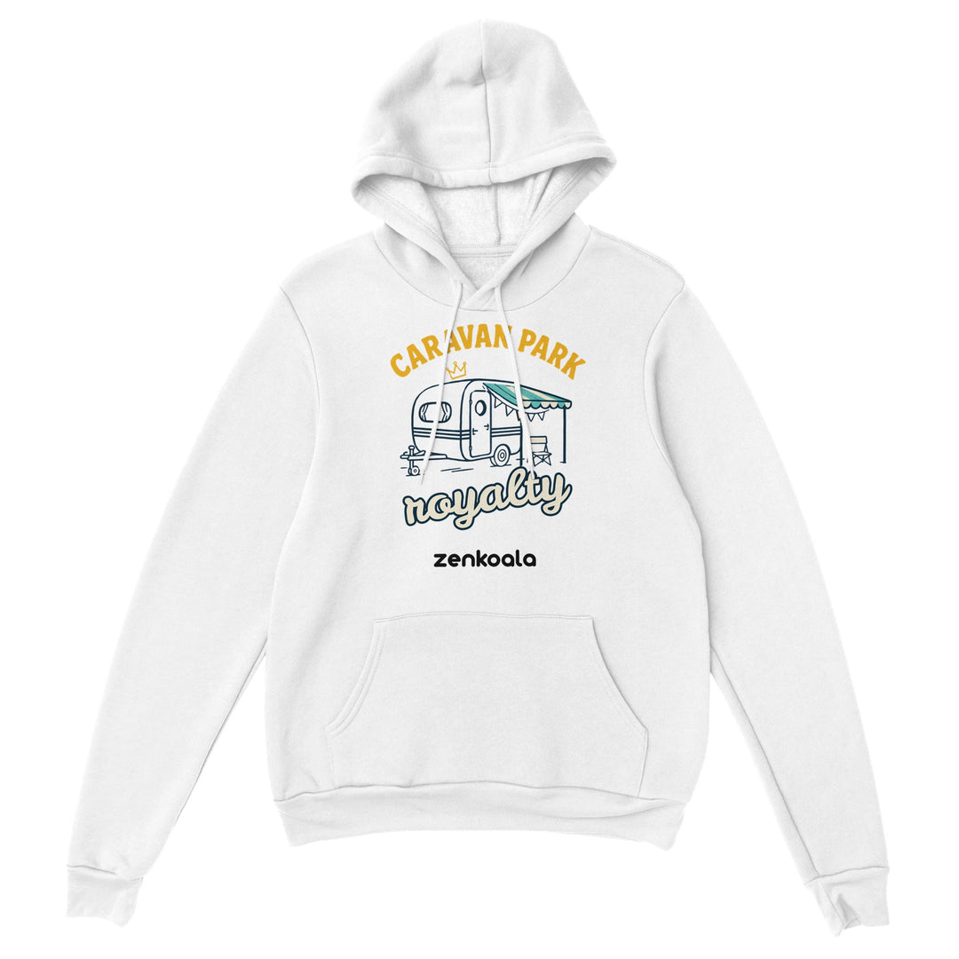 Caravan Park Royalty feel-good hoodie in White — Zen Koala Australia