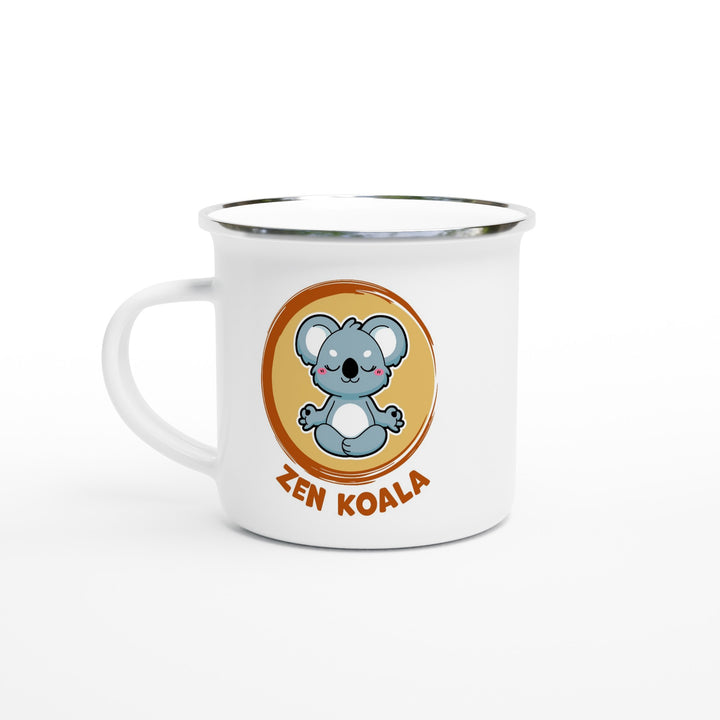 Zen Koala Official Logo - White 12oz Enamel Mug ideal for outdoor