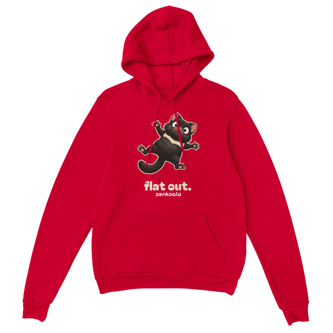 Flat Out feel-good hoodie in red, Zen Koala Australia