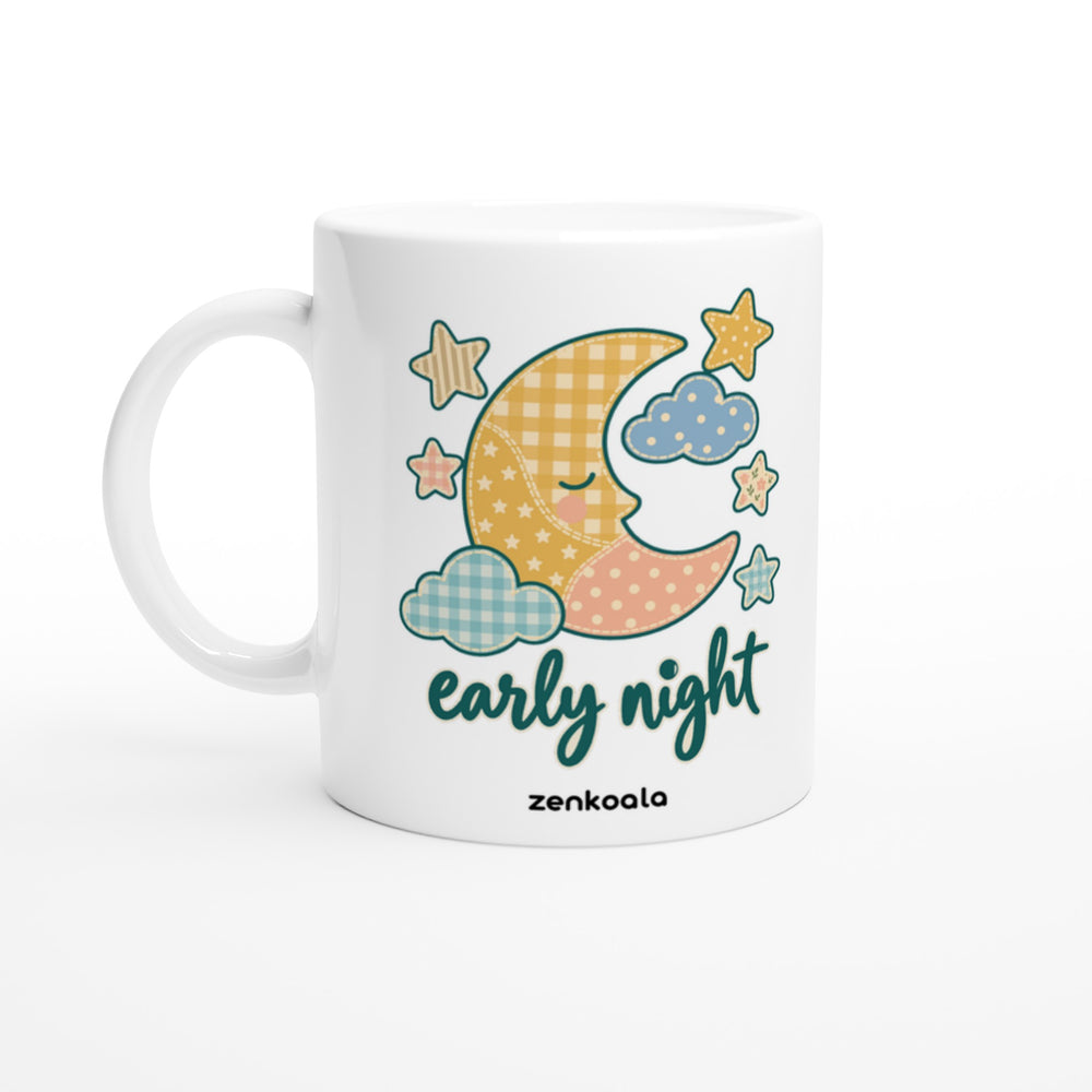 Early Night Moon mug in all white, Zen Koala Australia