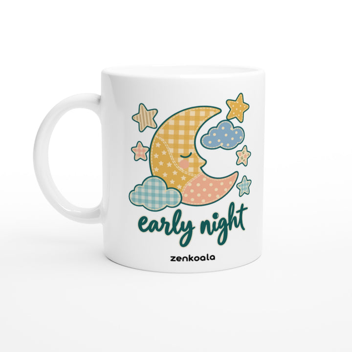 Early Night Moon mug in all white, Zen Koala Australia