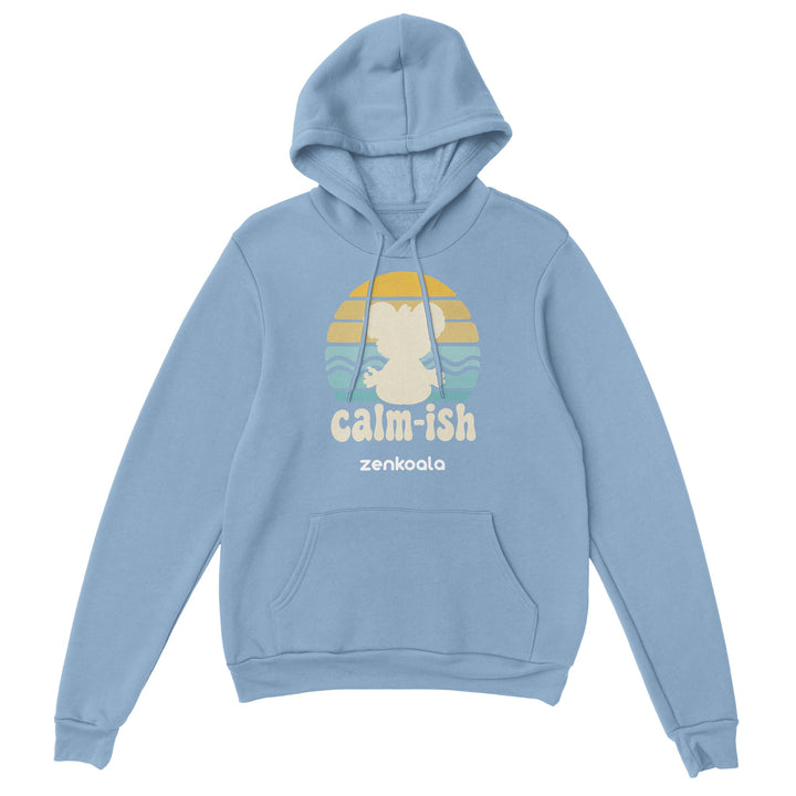 Calm-ish Retro Sunset Koala feel-good hoodie in Light Blue — Zen Koala Australia