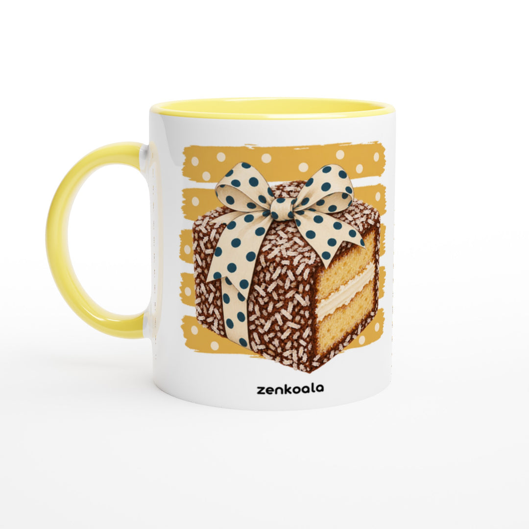 Lamington feel-good mug: a lamington with a bow, Zen Koala Australia