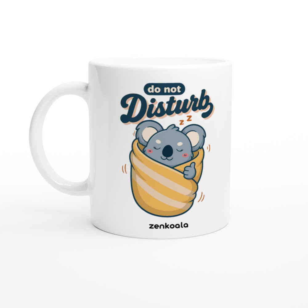 Do Not Disturb Koala mug in all white, Zen Koala Australia