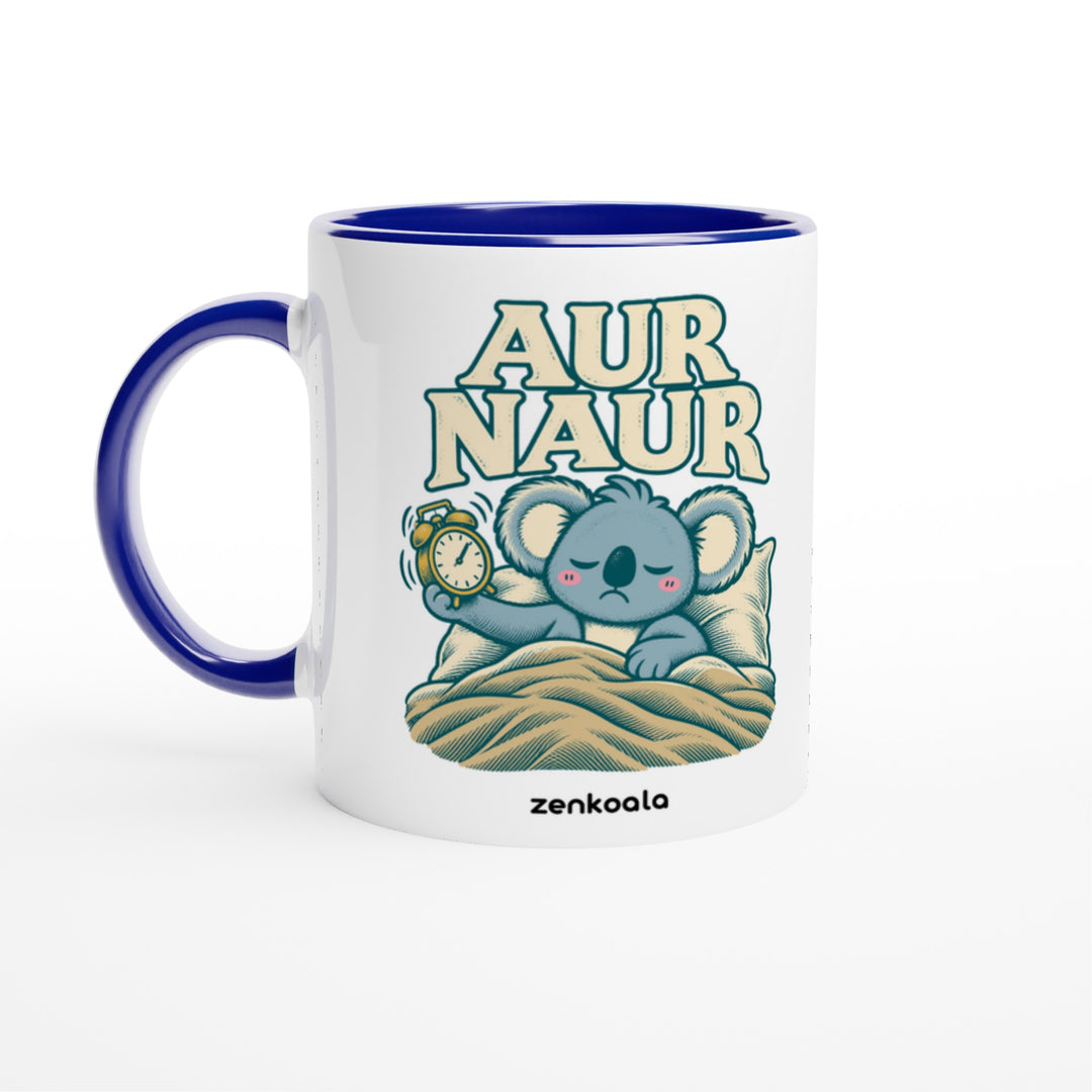 Aur Naur mug in blue: white with a blue rim, inside and handle, Zen Koala Australia
