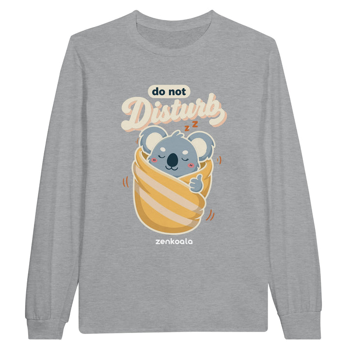 Do Not Disturb Koala feel-good long sleeve tee in sports grey, Zen Koala Australia