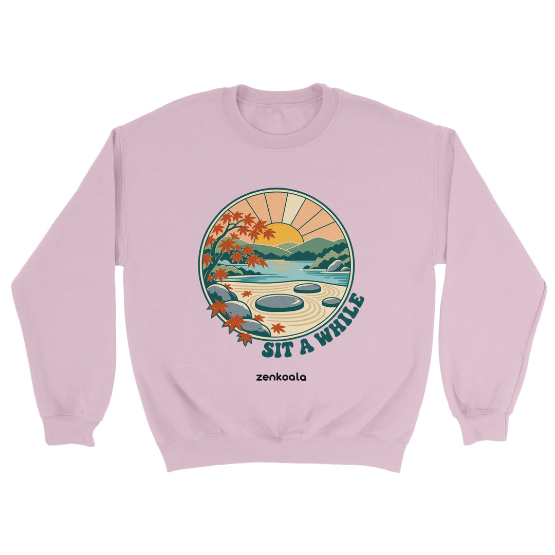 Zen Garden Sit a While feel-good sweatshirt in light pink, Zen Koala Australia