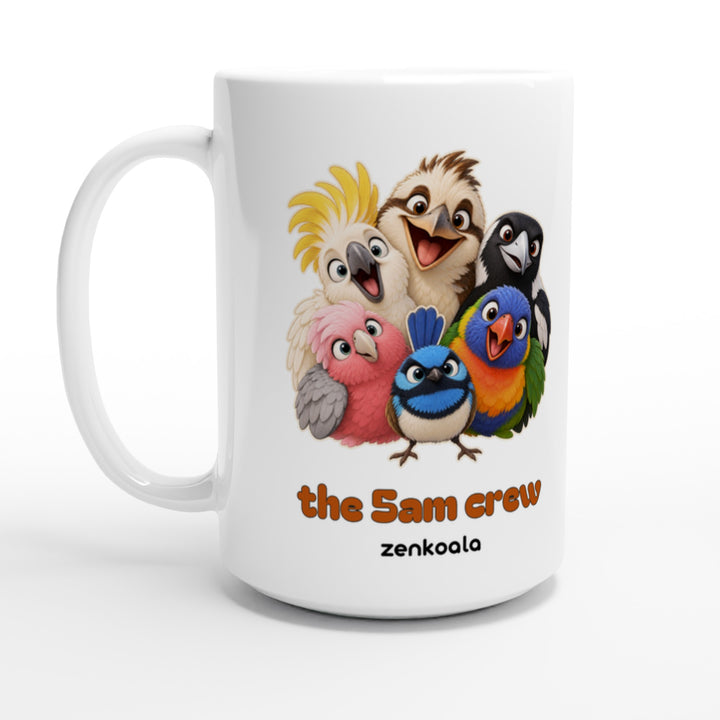 The 5am Crew feel-good 15oz mug: a noisy gang of Aussie birds, Zen Koala Australia