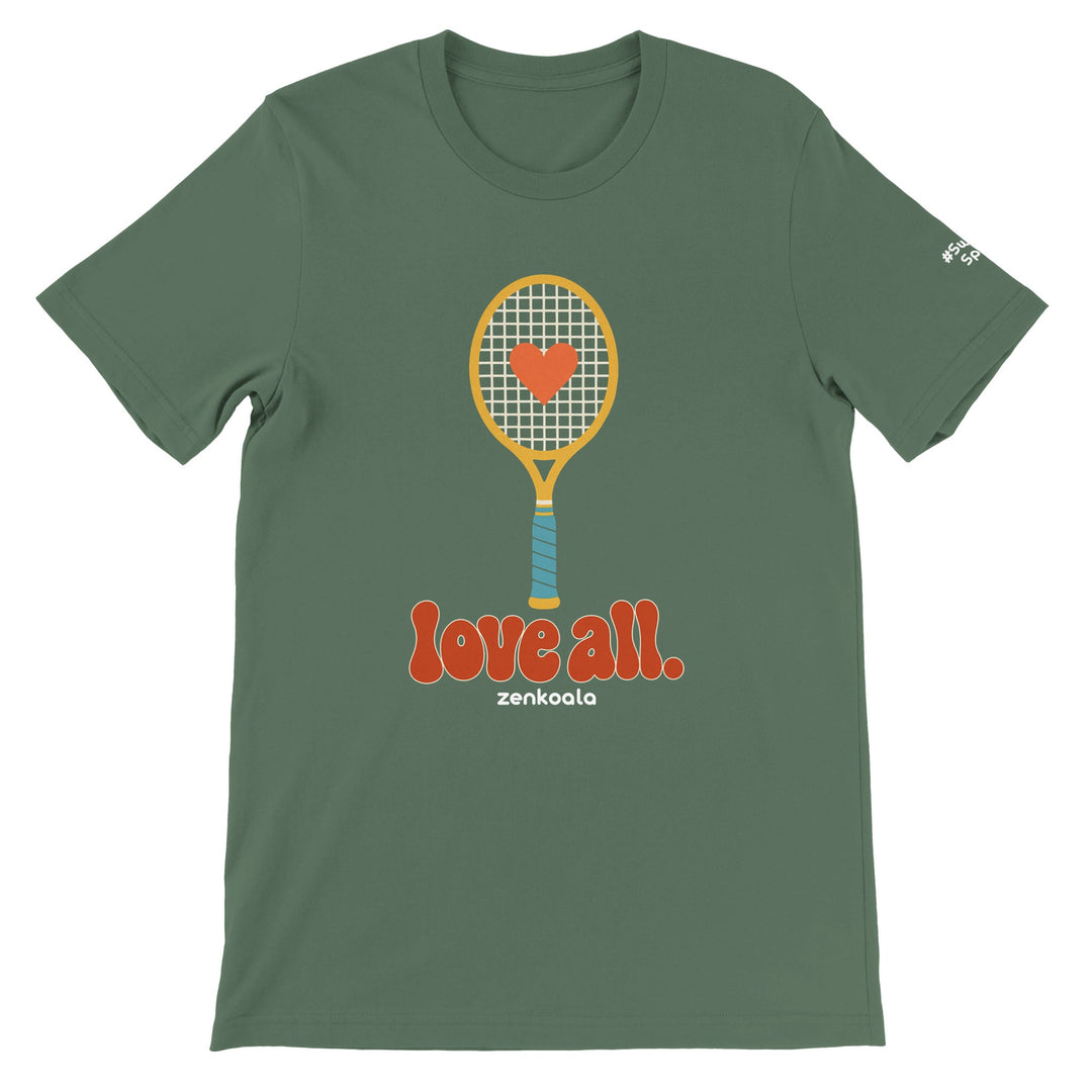 Love All feel-good tee in military green, Zen Koala Australia