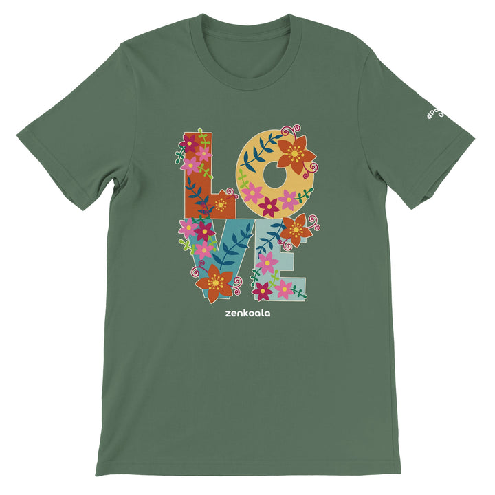 Love feel-good tee in military green, Zen Koala Australia