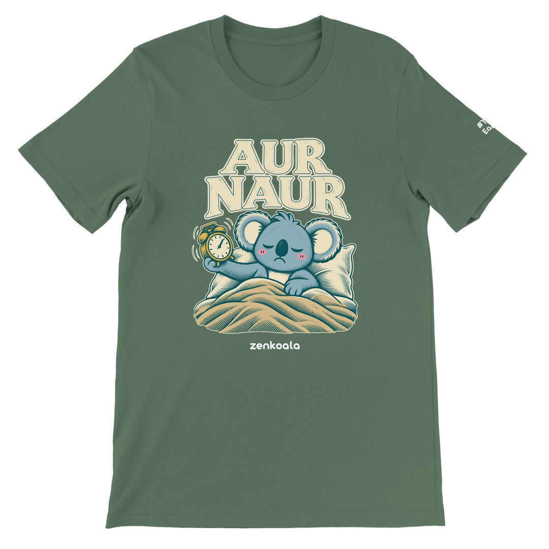 Aur Naur feel-good tee in military green, Zen Koala Australia