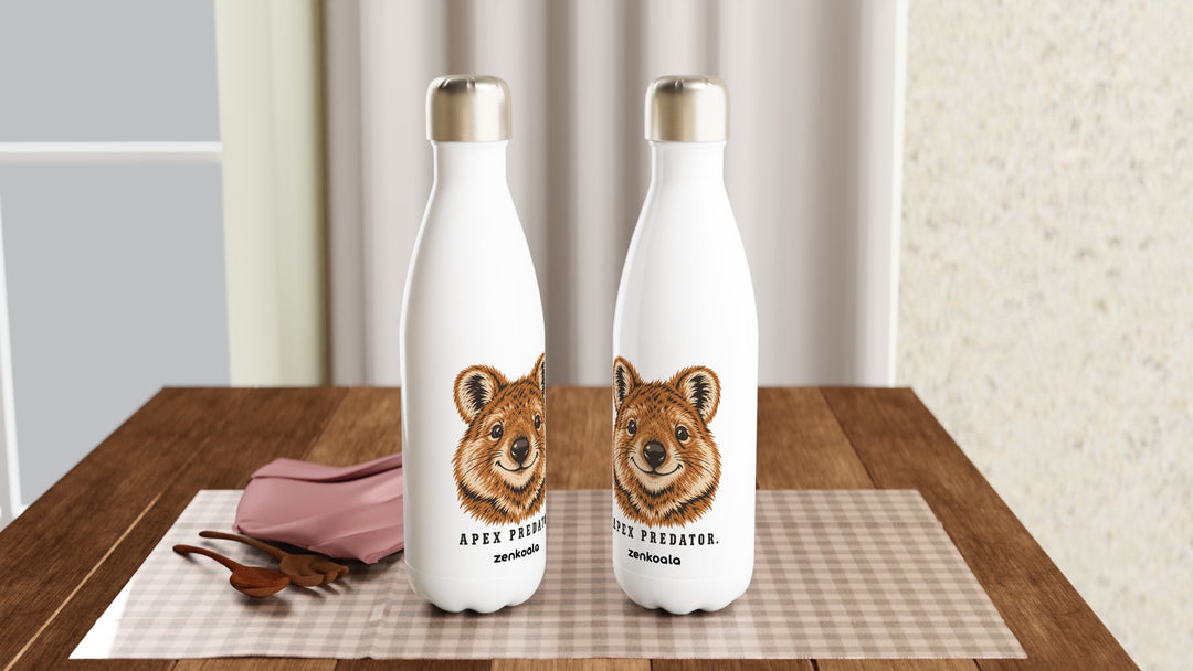 Two Apex Predator water bottles on a table, Zen Koala Australia
