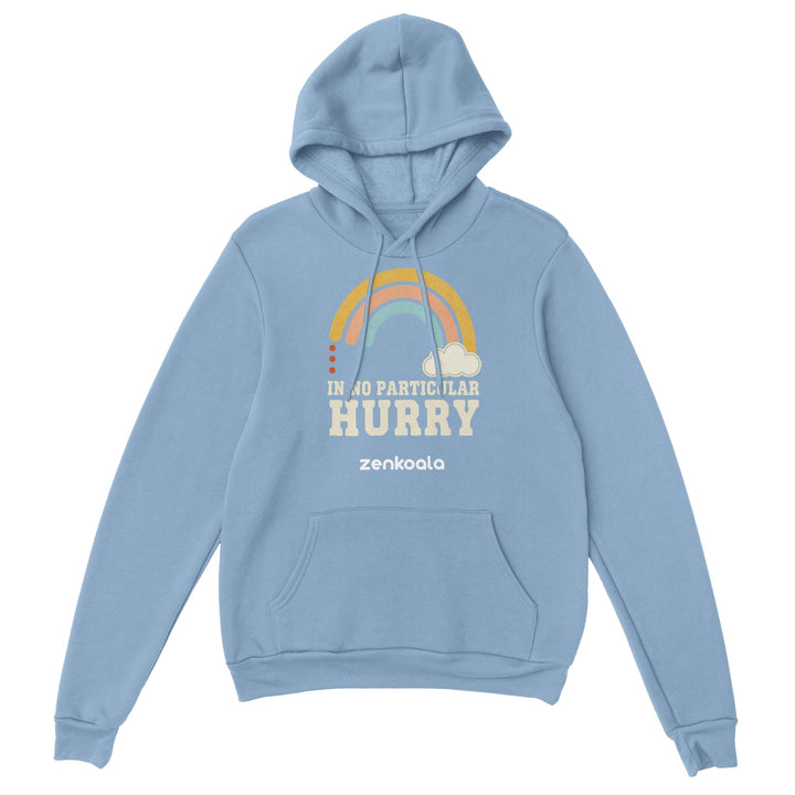 In No Particular Hurry feel-good hoodie in Light Blue — Zen Koala Australia