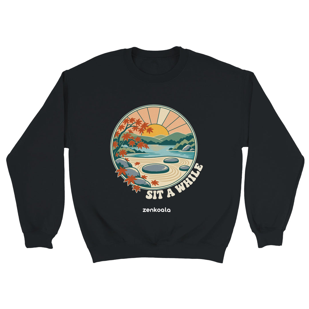 Zen Garden Sit a While feel-good sweatshirt in black, Zen Koala Australia