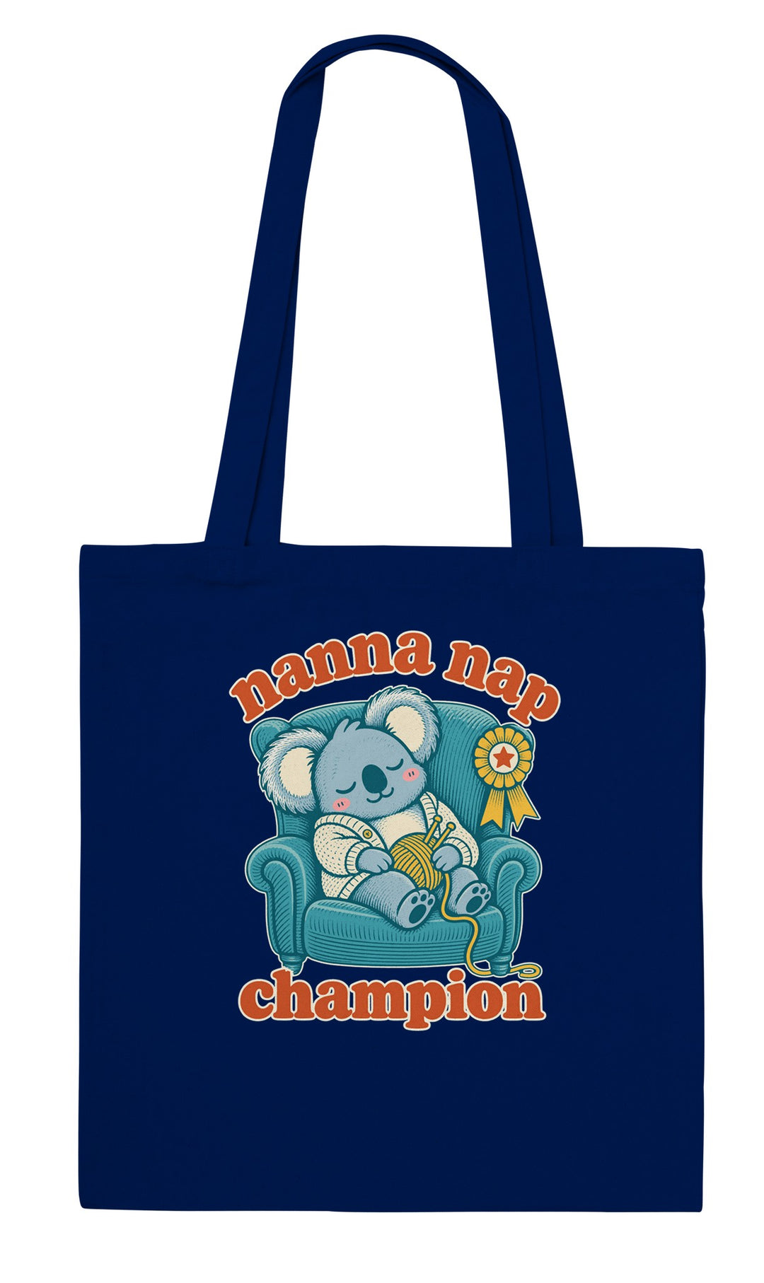 Nanna Nap Champion feel-good tote bag in navy, Zen Koala Australia