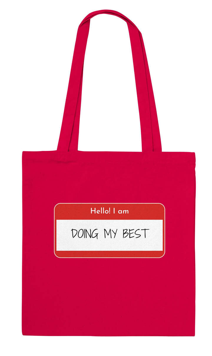 Doing My Best feel-good tote bag in red, Zen Koala Australia