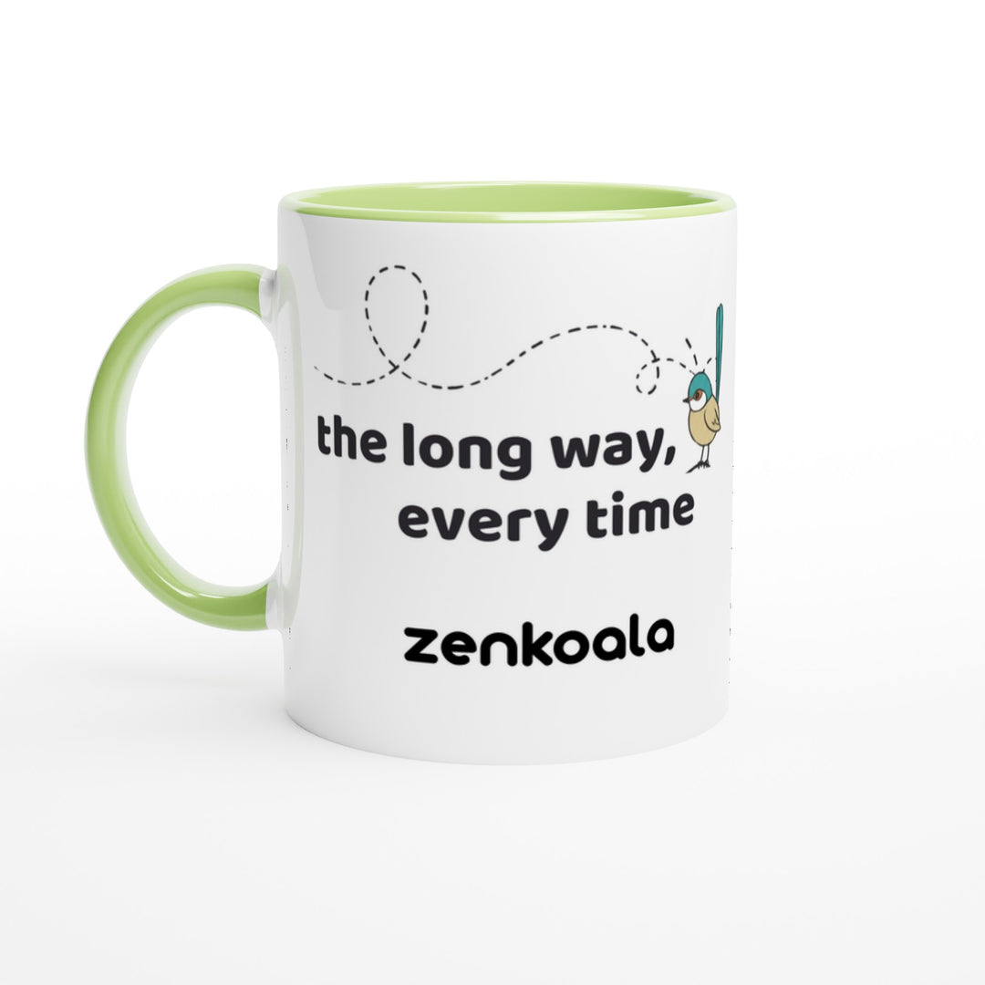 The Long Way Every Time feel-good mug, green inside — Zen Koala Australia