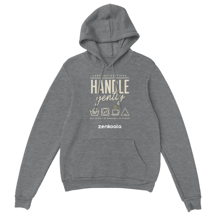 Handle Gently Care Instructions feel-good hoodie in Sport Grey — Zen Koala Australia