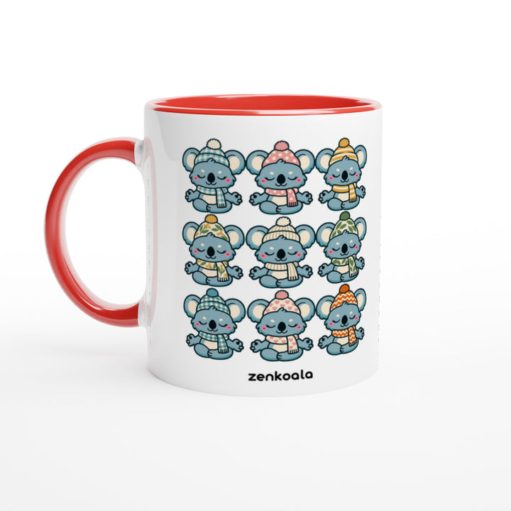 Koala Beanie Club mug in red: white with a red rim, inside and handle, Zen Koala Australia