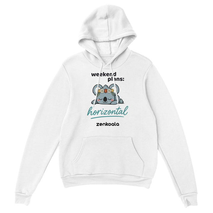 Weekend Plans Horizontal Koala feel-good hoodie in White — Zen Koala Australia
