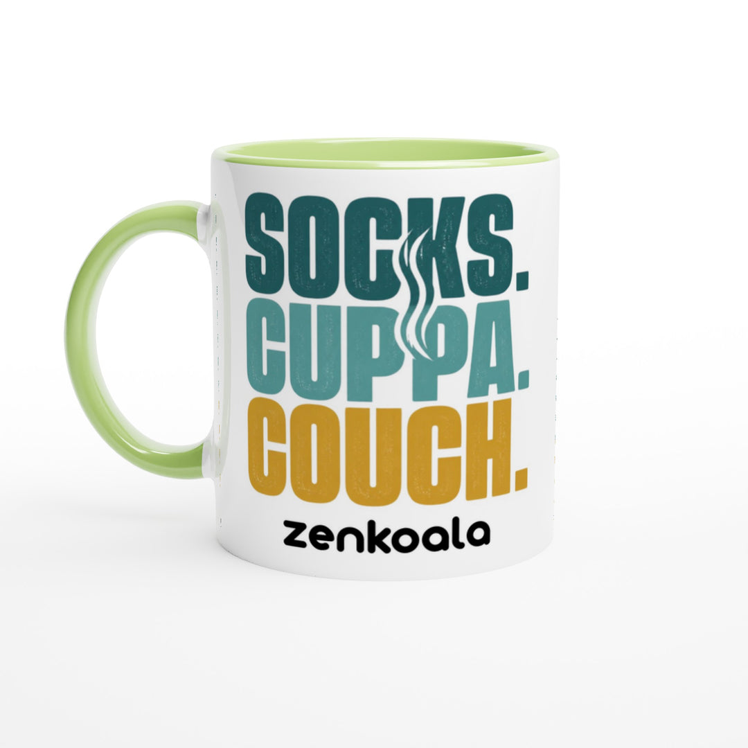 Socks Cuppa Couch feel-good mug, green inside — Zen Koala Australia
