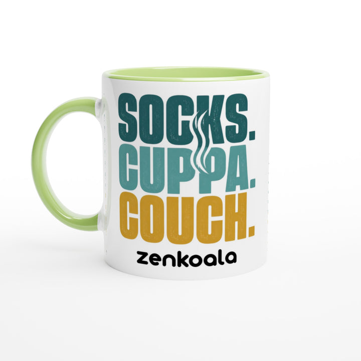 Socks Cuppa Couch feel-good mug, green inside — Zen Koala Australia