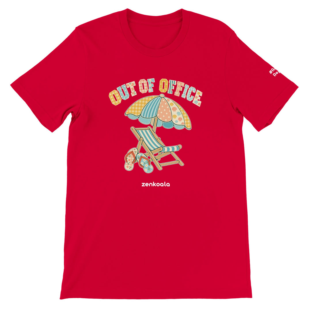 Out of Office Beach feel-good tee in red, Zen Koala Australia