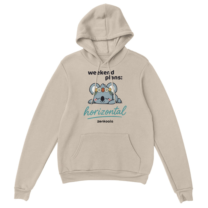 Weekend Plans Horizontal Koala feel-good hoodie in sand, Zen Koala Australia