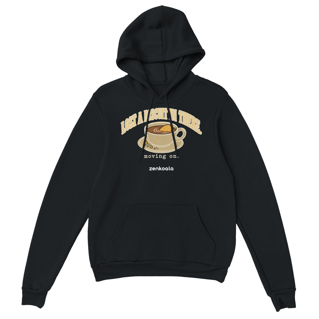 Lost a Biscuit in There feel-good hoodie in black, Zen Koala Australia