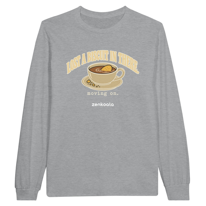 Lost a Biscuit in There feel-good long sleeve tee in sports grey, Zen Koala Australia
