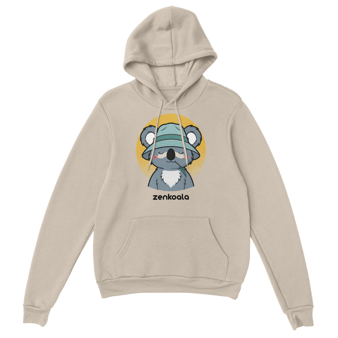 Koala Zinc and Bucket Hat feel-good hoodie in Sand — Zen Koala Australia