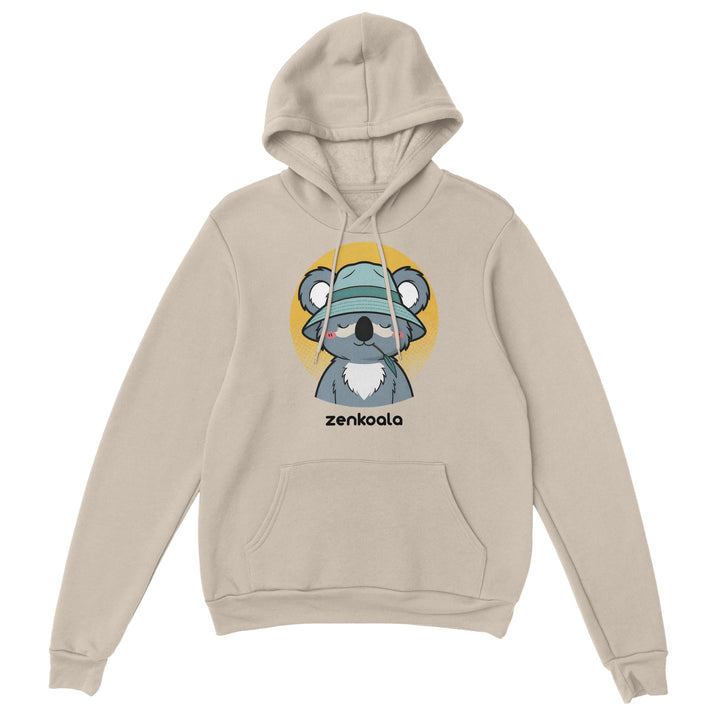 Koala Zinc and Bucket Hat feel-good hoodie in Sand — Zen Koala Australia