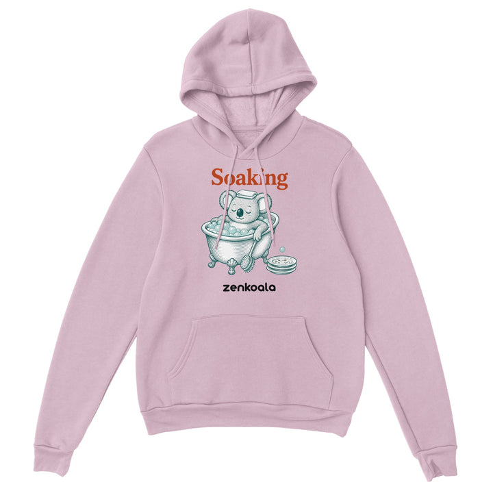 Soaking Koala Bath feel-good hoodie in Light Pink — Zen Koala Australia