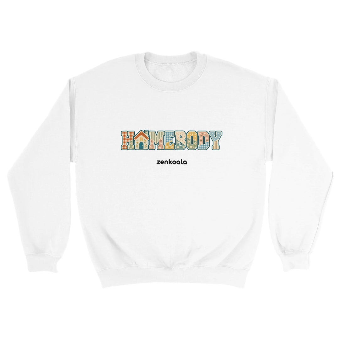 Homebody Faux Patchwork feel-good sweatshirt in white, Zen Koala Australia