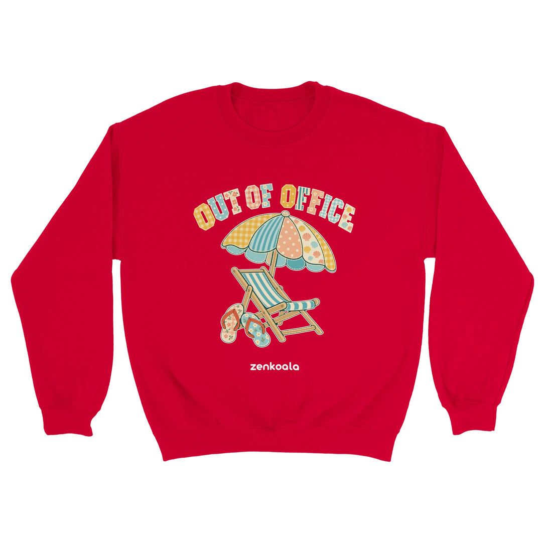 Out of Office Beach feel-good sweatshirt in red, Zen Koala Australia