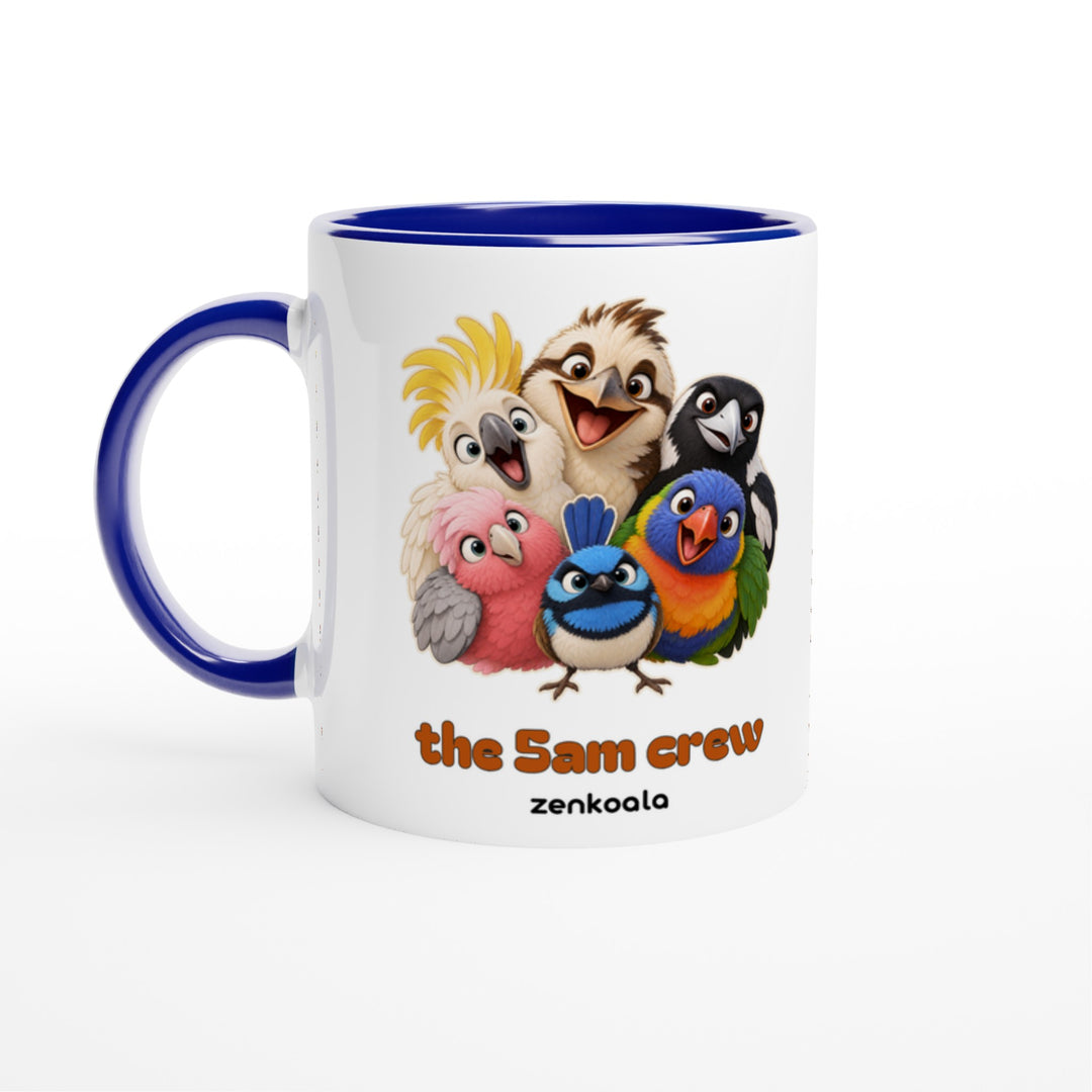 The 5am Crew mug in blue: white with a blue rim, inside and handle, Zen Koala Australia