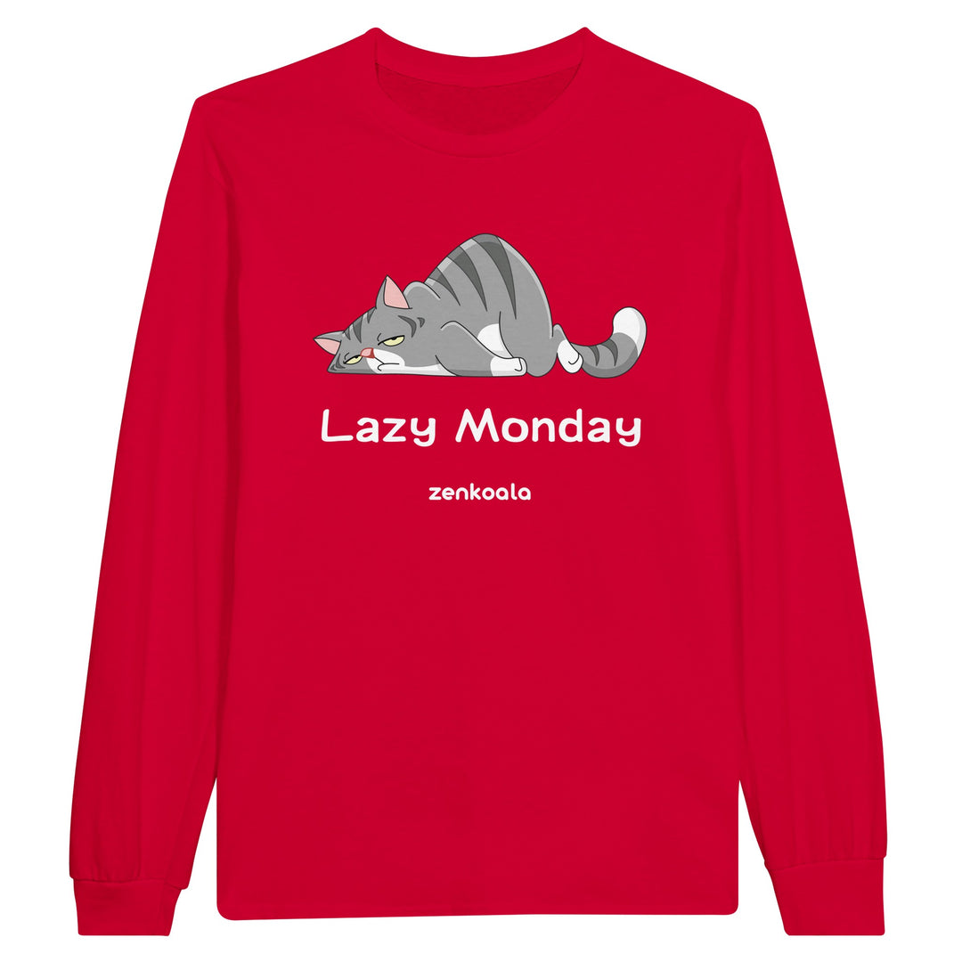 Lazy Monday feel-good long sleeve tee in red, Zen Koala Australia