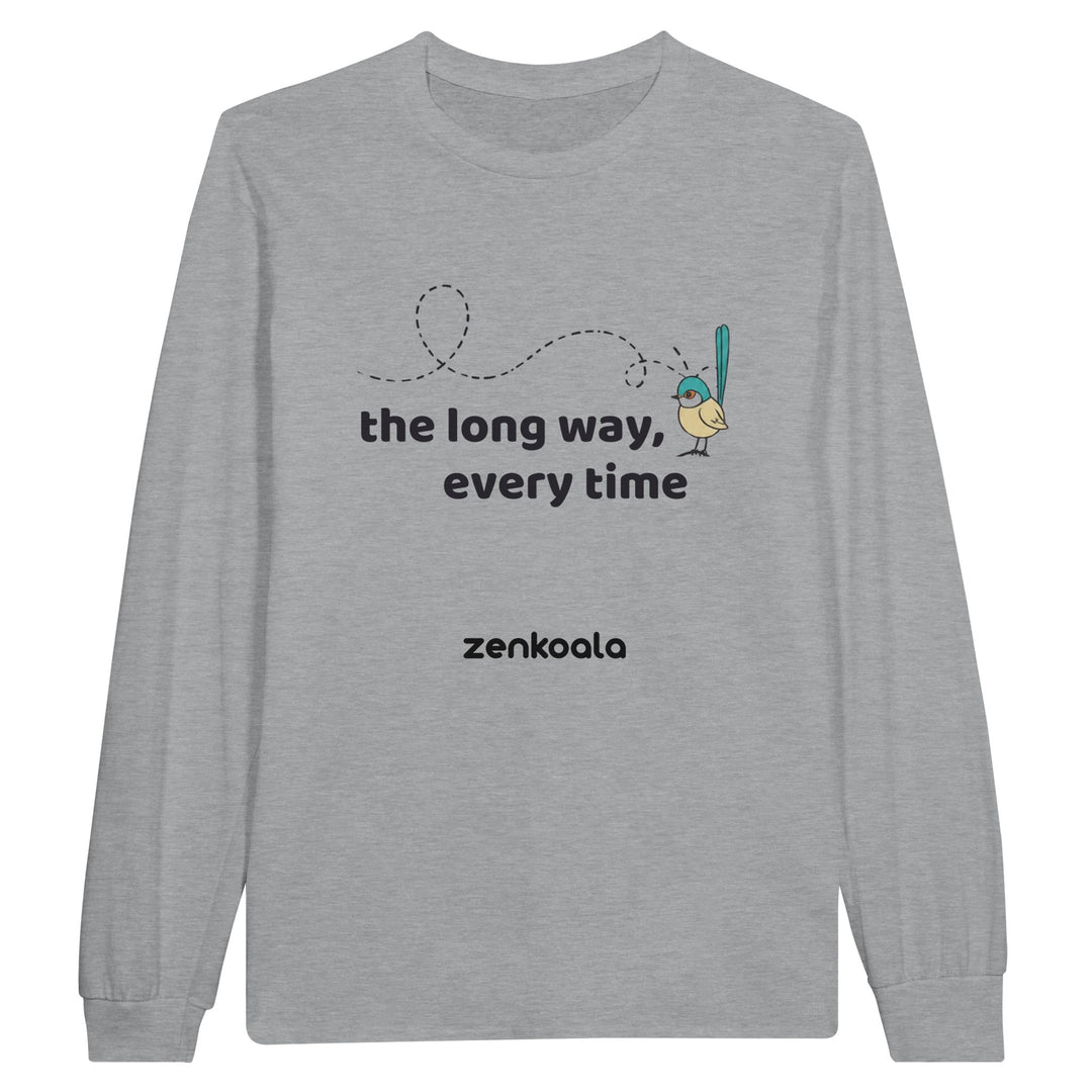 The Long Way Every Time long sleeve tee in sports grey — Zen Koala Australia