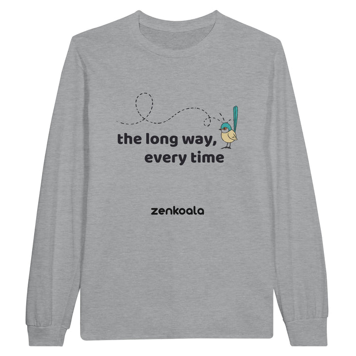 The Long Way Every Time long sleeve tee in sports grey — Zen Koala Australia