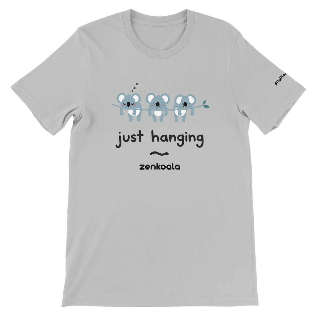 Just Hanging feel-good tee in silver — Zen Koala Australia