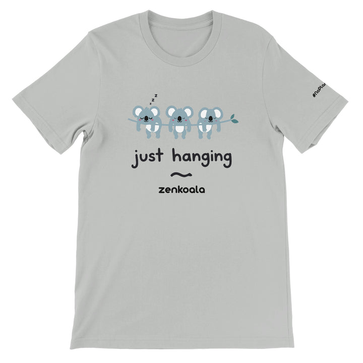 Just Hanging feel-good tee in silver — Zen Koala Australia
