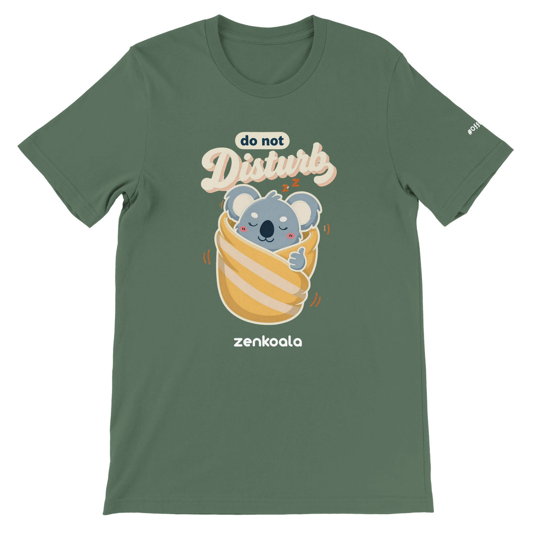 Do Not Disturb Koala feel-good tee in military green — Zen Koala Australia