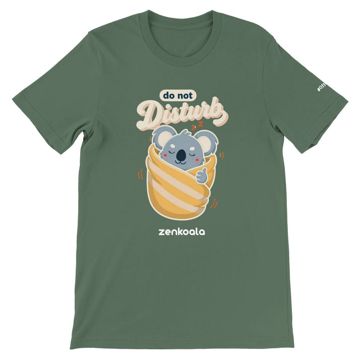 Do Not Disturb Koala feel-good tee in military green — Zen Koala Australia