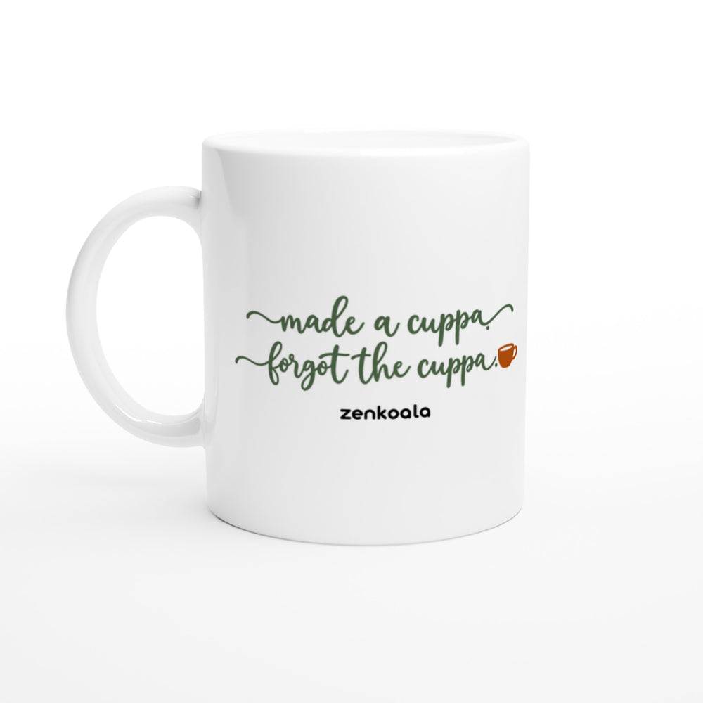 Made a Cuppa Forgot the Cuppa mug in all white, Zen Koala Australia